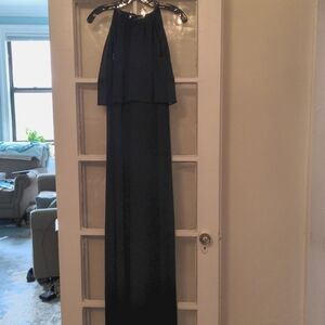DB Studio Celebrate Navy Blue Formal  Dress. New, Halter Top, Chiffon, Long